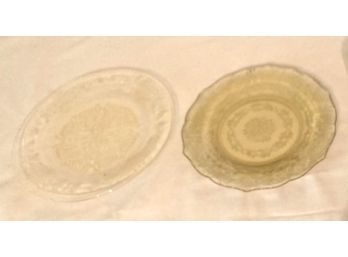 2 Pieces Of Yellow Depression Glass