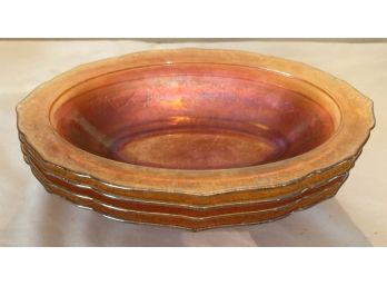 4 7 1/4' X 10' Oblong Carnival Glass Serving Dishes