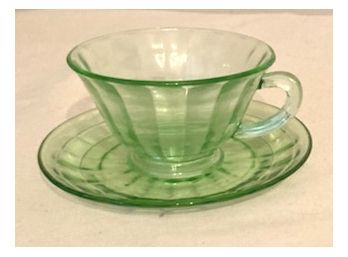 Green Depression Glass Cup & Saucer