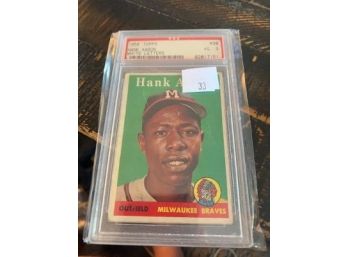 1958 Topps #30 Hank Aaron Vg-3 Psa White Letters Vintage Baseball Cards