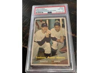 1957 Topps #407 Mantle / Berra Vg-ex 4 Psa