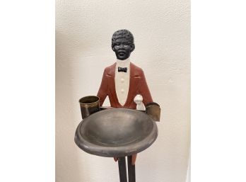 Vintage Cast Iron Butler Smoking Stand W Removable Tray