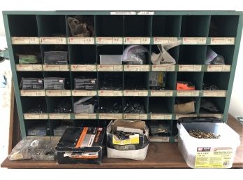 Screws, Nuts, Bolts Assortment And Organizer W Hole Bins