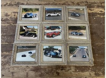 Framed Car Racing Photographs - Set Of 9