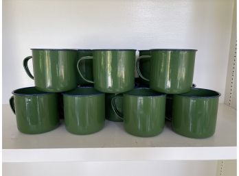 Green Enamel Camping Mugs- Set Of 16