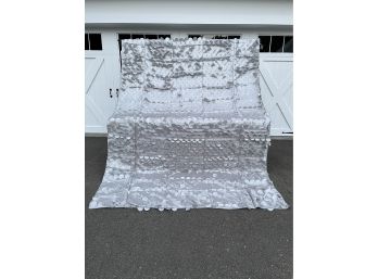 Large Rectangular Silver/ Gray Round Petal Tablecloth