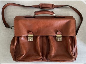 Vintage Bergdorf Goodman Mens Leather Office Bag- Made In Italy