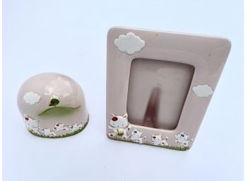 Kittens Vintage Ebeling & Reuss Photo Frame & Coin Bank Set   - Made In Japan