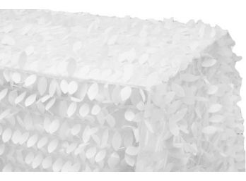 Rectangular White Leaf Petal Tablecloths - 15 Count