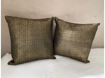 Decorative Metallic Gold Throw Pillows - A Pair