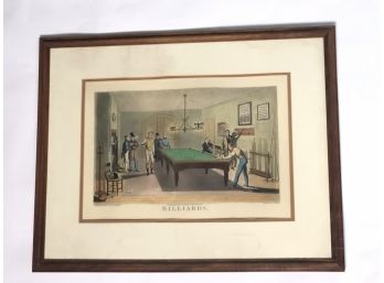 A G. Hunt Engraving After An Etching By E.F Lambert Titled Billards - Framed