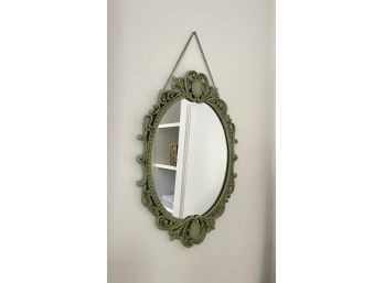 Ornate Green Metal Oval Mirror