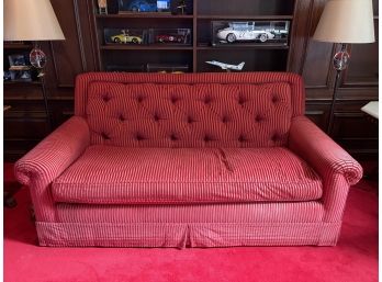 Fabulous Custom Made Tufted Back Roll Arm Sleeper Sofa In Clarence House Fabric