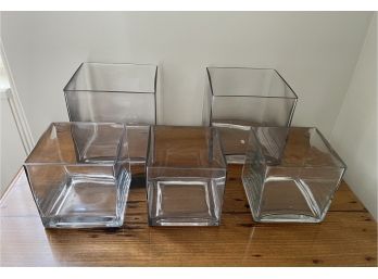 Square Glass Vases- Set Of 5