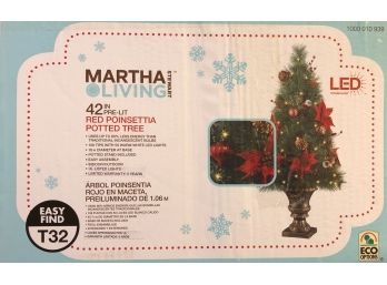 Martha Stewart Living 42' Prelit Red Poinsettia Potted Tree