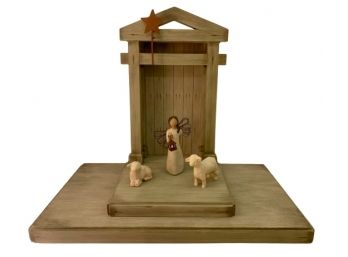 Willow Tree Nativity Stable, Angel, And Lambs