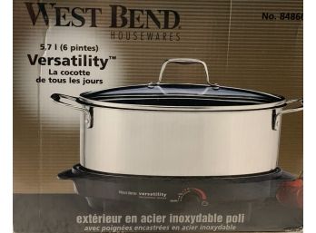 West Bend 6-Quart Versatility Slow Cooker With Glass Cover, Stainless