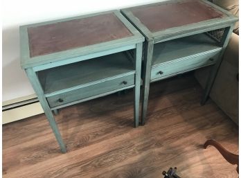 Leather Top Shabby Chic Accent Tables