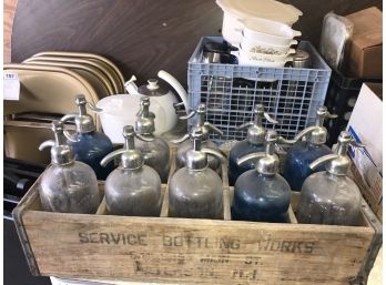 Vintage 1930's Seltzer Bottles With Crate