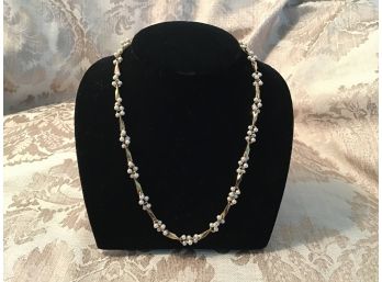 Gold Tone And Faux Pearl Necklace - Lot #26