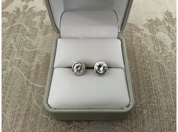 Sterling Silver And Rhinestone Earrings