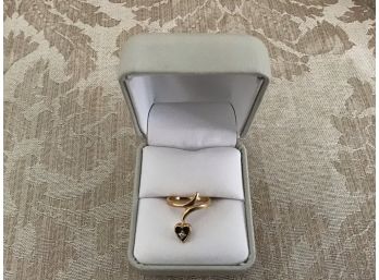 Gold Tone And Rhinestone Heart Ring - Lot #11