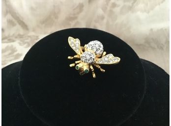 Joan Rivers Classic Collection Gold Tone And Rhinestone Queen Bee Pin In The Original Box