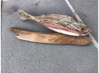 Hand Carved And Colored Wooden Trout