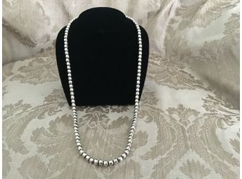 Signed Sterling Silver Bead Necklace