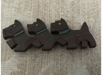 Vintage Wooden Scottie Trio Pin