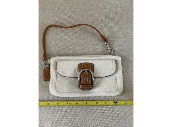 Coach White Pebbled Leather Wristlet