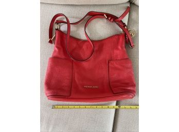 Michael Kors Red Pebbled Leather Handbag