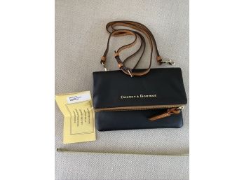 New Dooney & Bourke Black Leather Crossbody Foldover Zip