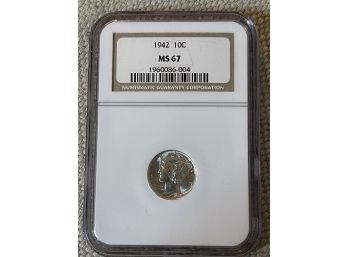 1942 Silver Mercury Dime MS 67 NGC