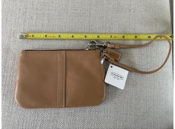 New Coach Brown Leather Wristlet