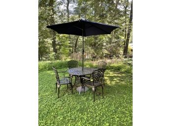 Outdoor Patio 5 Piece Dining Set W Umbrella