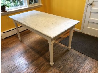 Williams- Sonoma Carrara Marble- Top Solid Wood Kitchen Table