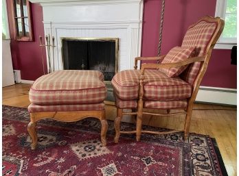 Carved Wood Armchair & Ottoman