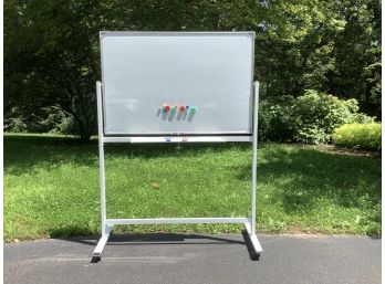 Large Rolling Magnetic White Board With Pens, Eraser And Magnets