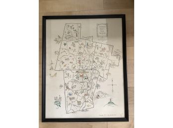 Framed Map Of The Towns Of Simsbury, Granby And East Granby Copyright 1962