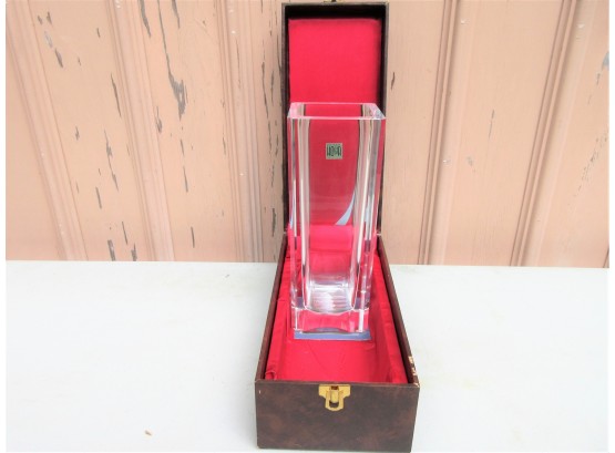 Modern Hoya Crystal Vase In Padded Case