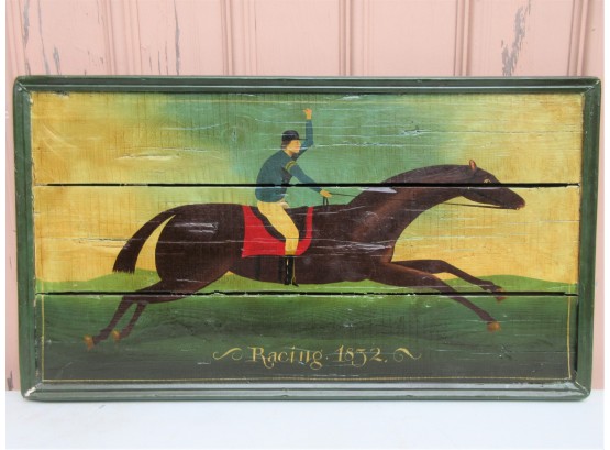 Vintage Painted Horse Racing Sign 'Racing 1932'