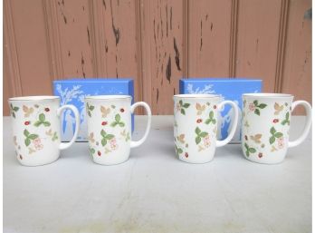 Two Pairs Of Wedgewood 'Wild Strawberry' Beakers In Boxes