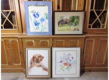 Four Vintage Watercolors, Two Signed