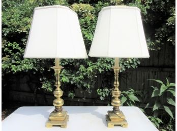 Pair Of Antique Brass Table Lamps