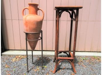 Bamboo Plant Stand + Decorative Amphora With Stand
