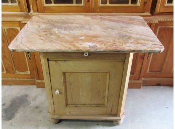 Antique Pine Dry Sink With Marble Top