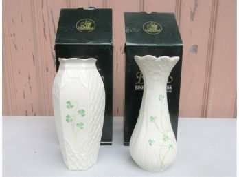 Two Beleek Porcelain Vases, New With Boxes