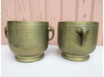 Pair Chinese Vintage Brass Jardinieres