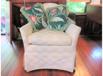 Diminutive Upholstered Armchair + Handmade Pillows